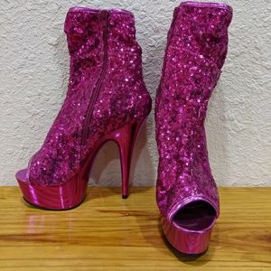 Hot pink platform heels